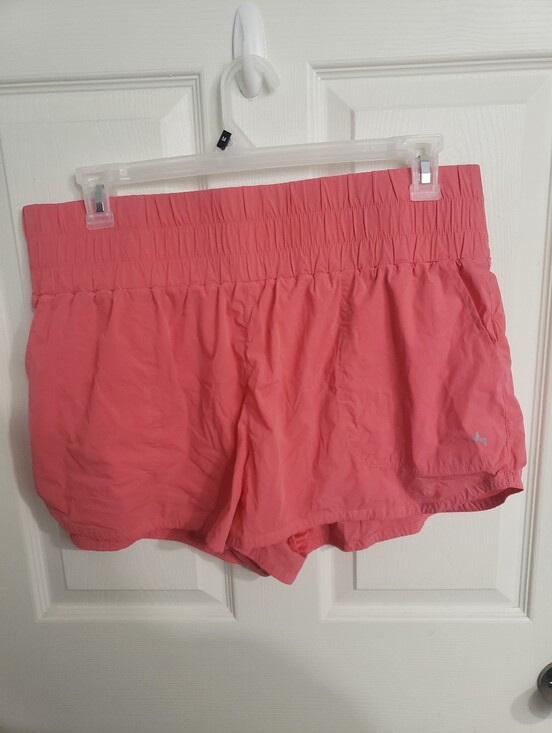 None Pants - Women’s XL Coral Athletic Shorts with Elastic Waistband